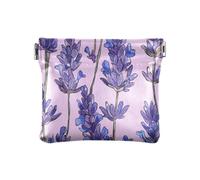 Portamonete da donna in pelle viola floreale con campo di lavanda, mini portafoglio portatile per ragazze donne signore, viola floreale campo di lavanda, taglia unica, moderno, Campo di lavanda