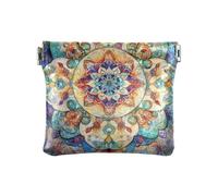 Portamonete da donna in stile bohémien, stile vintage, mandala, con fiore, in pelle, comodo organizer per oggetti personali, Mandala vintage bohémien, 1 size, moderno