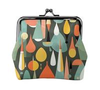 Portamonete da donna in stile retrò Mid Century con forme a goccia, piccolo portafoglio da donna, piccola borsa per il trucco per borsa, portafoglio ultra sottile retrò, nero, taglia unica, Art Deco,