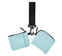 Portamonete da donna in tinta unita blu polvere tinta unita porta carte sottile portatile con cerniera portamonete per signore 2 pezzi, blu polvere Tinta unita Pure Plain, 1 size, Casual