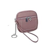 Portamonete da donna in vera pelle con cerniera piccola portafoglio corto porta carte di credito in pelle bovina multifunzionale auricolari rossetto custodia, Viola, Taglia unica