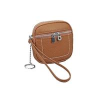 Portamonete da donna in vera pelle con cerniera piccola portafoglio corto porta carte di credito in pelle bovina multifunzionale auricolari rossetto custodia, bianco, Taglia unica
