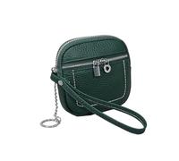 Portamonete da donna in vera pelle con cerniera piccola portafoglio corto porta carte di credito in pelle bovina multifunzionale auricolari rossetto custodia, Verde scuro, Taglia unica