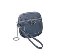 Portamonete da donna in vera pelle con cerniera piccola portafoglio corto porta carte di credito in pelle bovina multifunzionale auricolari rossetto custodia, Grigio chiaro, Taglia unica