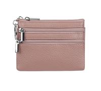 Portamonete da donna in vera pelle con portachiavi, Rosa scuro, One Size, Sacchetto portamonete
