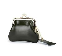 Portamonete da donna, in vera pelle di mucca, alla moda, portafogli piccoli e eleganti, Verde, 2pcs