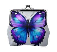 Portamonete da donna leggero con stampa di farfalle blu viola squisito impermeabile piccolo sacchetto per monete carte