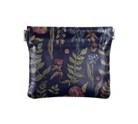 Portamonete da donna, motivo floreale, con chiusura a pressione, Blu scuro, 4.3" x 3.7", Spremere