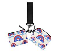Portamonete da donna per il 4 luglio Giorno dell'Indipendenza Rosso e Blu Arcobaleno Portamonete Portamonete Sottile Portatile da Polso Portafoglio Portachiavi con Cinturino da Polso per Lavoro Viaggi