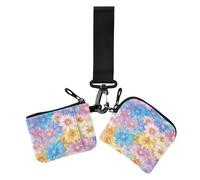 Portamonete da donna per la festa dei genitori con bellissimi fiori porta carte di credito sottile staccabile con cinturino da polso per lavoro e viaggi, 2 pezzi, Festa dei genitori Bellissimi fiori