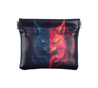 Portamonete da donna, piccolo, portamonete, in pelle, con gatto, ostilità da uomo, Ostilità del gatto, 9.5*11cm, Portamonete