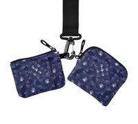 Portamonete da donna, porta biglietti da visita | Dimensioni compatte, con portachiavi, 2 pezzi, passeggiate a breve distanza, vetro floreale blu navy