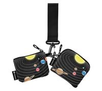 Portamonete da donna, porta carte di credito, piccolo, portatile, con cerniera, con tasca con cerniera, per lavoro, viaggi, 2 pezzi, Sistema Solare, 4.13"(L) x 3.5"(W), Accessorio da viaggio