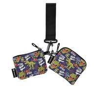 Portamonete da donna porta carte sottile portatile organizer per denaro da donna con cinturino da polso per signore ragazze 2 pezzi, T-REX Attack Tyrannosaurus Rex Dinosauro, 4.13"(L) x 3.5"(W),