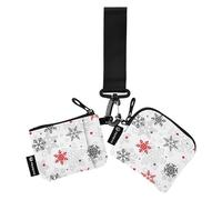 Portamonete da donna porta carte sottile portatile portamonete borsa portafoglio con cerniera tasca portamonete per donne uomini 2 confezioni, modello natalizio grandi piccoli fiocchi di neve,