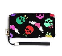 Portamonete da donna Portafogli Borsa con cerniera di grande capacità Borsa per ragazze Donna Compatibile con Portafoglio colorato con teschi divertenti cartoni animati Cuori d'amore