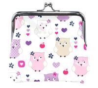 Portamonete da donna rosa con gufi, con fibbia, con chiusura a bacio, porta monete, Lovely Owls Rosa, OneSize