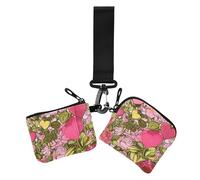 Portamonete da donna rosso con motivo floreale di San Valentino, mini portamonete alla moda con cerniera, portamonete con cerniera, tasca portamonete da donna, confezione da 2, 1 size, Casual