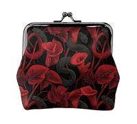 Portamonete da donna, stile gotico, con stampa di calle rosse, con chiusura a bacio, portamonete in pelle PU