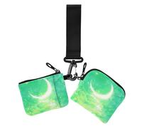 Portamonete da donna verde oro stelle e lune, porta carte d'identità sottile staccabile con cinturino da polso, per donne, 2 pezzi, Stelle e lune in oro verde, 1 size, Casual