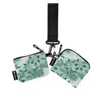 Portamonete da donna verde smeraldo floreale mini moda cambiamento borsa portachiavi con tasca con cerniera per lavoro viaggi 2 pezzi