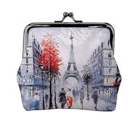 Portamonete da donna vintage con chiusura a bacio e albero della città di Parigi, Torre Eiffel, stampa artistica, in pelle PU, leggero, mini portafoglio per monete e carte