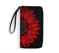 Portamonete Da Donna Vintage Sunflower Albania Albanian Flag Portafoglio In Pelle Con Cerniera Portafoglio Borsa Adatta Piccolo Portafoglio Per Figlia, Ragazze, Miglior Regalo