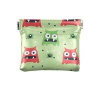 Portamonete da schiacciare con mostro rosso e verde, in pelle PU, mini portafoglio portamonete per donne, ragazze e uomini