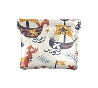 Portamonete da schiacciare con nave pirata dei cartoni animati, portamonete, in pelle PU, mini portafoglio portamonete per donne, ragazze, uomini