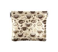 Portamonete da spremere con chicchi di caffè e caffè, in pelle PU, mini portafoglio portamonete per donne, ragazze e uomini