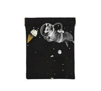 Portamonete da uomo, in pelle, con stampa primaverile, con scritta "Happy Easter Holiday", portamonete da donna, mini portafoglio per contanti, Spazio Corgi, Taglia unica, Portamonete