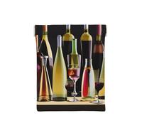 Portamonete da uomo, in pelle, con stampa primaverile, con scritta "Happy Easter Holiday", portamonete da donna, mini portafoglio per contanti, Bicchieri da cocktail e bottiglie di vino, Taglia unica,