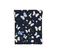 Portamonete da uomo, in pelle, con stampa primaverile, con scritta "Happy Easter Holiday", portamonete da donna, mini portafoglio per contanti, Fiori bianchi con farfalle blu, Taglia unica,