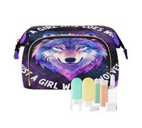 Portamonete da viaggio con scritta "Just A Girl Who Loves Wolves"