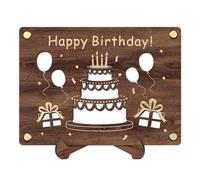 Portamonete di compleanno per contanti, portamonete in legno di compleanno, portacarte di compleanno, organizzatore di banconote in legno, ornamento artigianale in legno per ufficio, Torta, Se référer