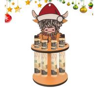 Portamonete di Natale in legno, portamonete di Natale, portamonete a forma di delle Highlands, con 10 fori, decorazione natalizia per tavolo di vacanza, supporto per cassa, d, Se référer au