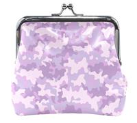 Portamonete digitale in pelle viola mimetico per le donne carino bacio serratura fibbia cambio borsa per monete, Viola Camouflage Digitale, classico