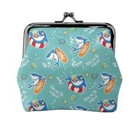 Portamonete divertente con squali, portamonete con chiusura a bacio, piccolo portamonete in pelle PU da donna