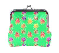 Portamonete, divertente scimmia banane turchese mini portamonete portamonete per donne, 11,4 x 10,4 cm, Foglie di marijuana, Taglia unica, Foglie di marijuana