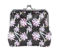 Portamonete, divertente scimmia banane turchese mini portamonete portamonete per donne, 11,4 x 10,4 cm, Fiori selvatici Neri, Taglia unica, Fiori selvatici Neri