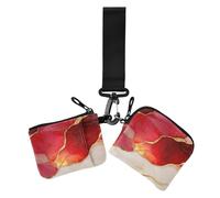 Portamonete doppio effetto marmo rosso bianco porta carte di credito portafoglio minimalista per carte d'identità con tasca con cerniera per donna 2 confezioni, Marmo Rosso bianco, 1 size, Stampa
