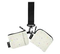 Portamonete doppio porta carte di credito, sottile, rimovibile, con portachiavi, per uso quotidiano, confezione da 2, colore: beige, Graffiti a macchie semplici beige, 1 size, Casual