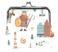 Portamonete e borse in pelle bianca icone vichingo moda personalizzate, carino stampa floreale bacio cerniera portamonete, icone vichinghe moda bianco, classico, icone vichinghe a, Icone vichinghe