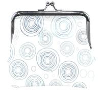 Portamonete e pochette moderni in pelle, grazioso portamonete con chiusura a bacio, blu navy, grigio e bianco, per ragazze, 4,53" x 4,13"