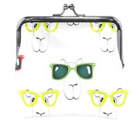 Portamonete e sacchetti personalizzati in pelle carino fresco faccia di lama bianco bacio blocco porta monete per monete, fresco faccia di lama bianco, classico, Cool Llama Faces Bianco, Classico