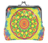 Portamonete e sacchetti personalizzati in pelle con mandala colorato colorato carino bacio blocco porta monete, Mandala dai colori vivaci, classico
