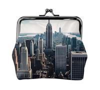 Portamonete Empire State Building, piccolo portafoglio per carte di credito, per uomini e donne, per shopping e uscite casual, nero, Taglia unica, Art Deco
