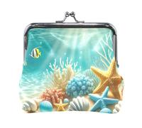 Portamonete, farfalla giardino sentiero verde chiusura a scatto organizzatore sacchetto donna cambiamento borsa per monete, 11,4 x 10,4 cm, Blu Stella Marina Corallo Subacqueo, Taglia unica, Blu