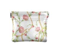 Portamonete floreale con catene per le donne spremere cambiamento borsa portamonete sacchetti, Catene floreali, 4.3" x 3.7", Spremere