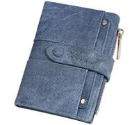 Portamonete francese con cerniera corta in pelle PU da donna piccolo portafoglio for lo shopping for le feste(Blue)